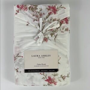 Laura Ashley Standard Pillowcases Jessika Pink Green Floral Cotton Percale 2pc